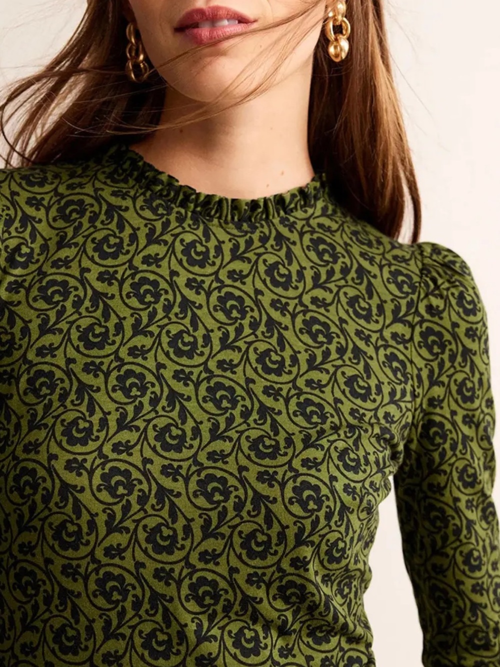 BODEN Green Frill Detail Mini Dress Size 14L - Picture 4 of 12